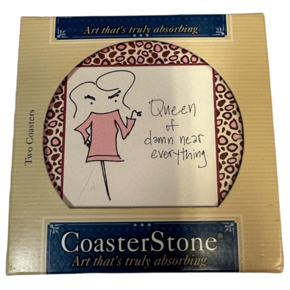 Coaster Stone | Two Coasters | Queen Of Damn Near Everything | Size O/S NIB